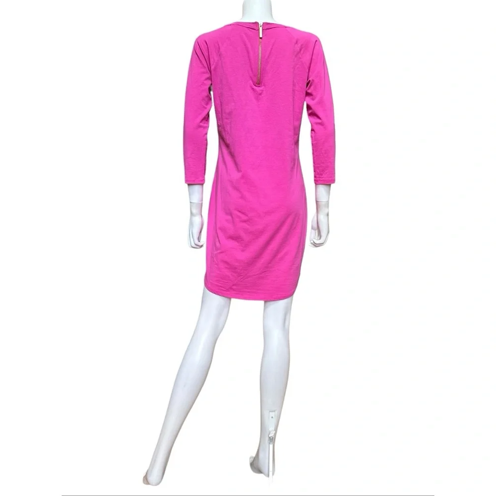 Michael Kors Hot Pink Mini Shift Dress With Gold Logo, S